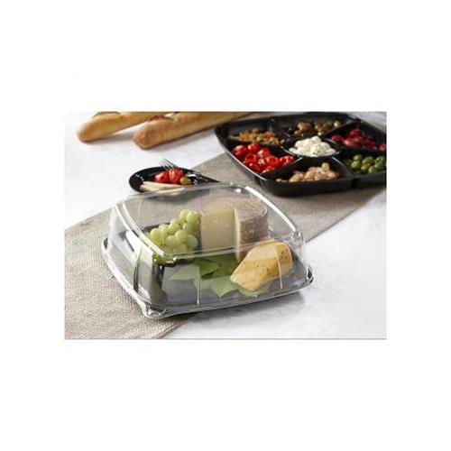 SQUARE PLATTER CLEAR HIGHDOMELID PP 10.7'' BLACK