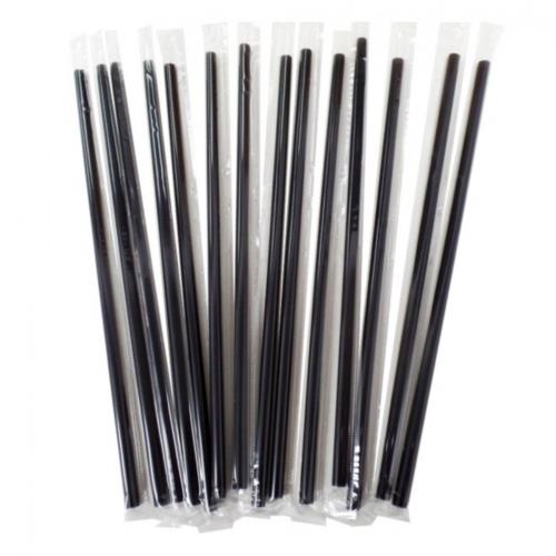 10.25" Black Plastic Giant Straws