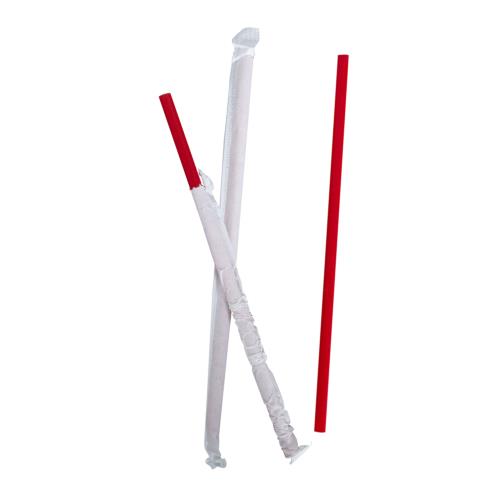 JUMBO STRAW P/P 7.75" RED PAPER WRAPPED