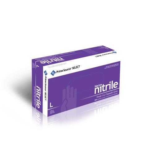 Prime Source® Powder Free Nitrile Gloves, Black, Large, 1/CS/1000