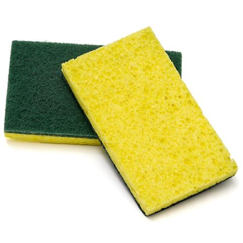 P/S Scouring Sponge Medium/Dty Green/Yell 3-7/16X6-1/16 Bulk