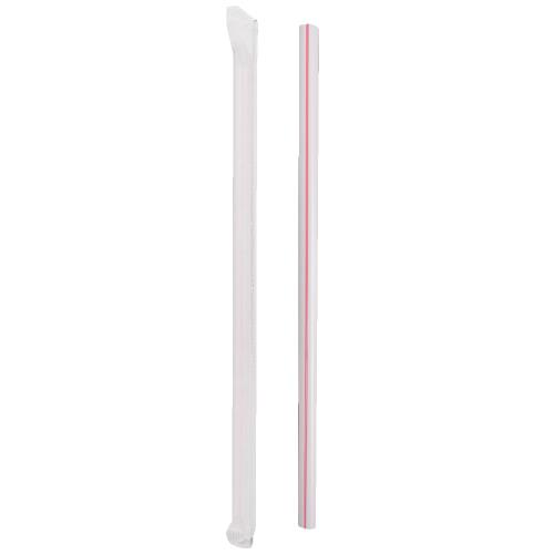 PRIME SOURCE GIANT STRAW 7.75" WHITE RED PAPER WRAP BAGGED