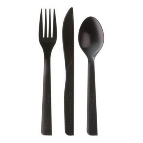 100% Recycled Cutlery Kit, Black, 6"