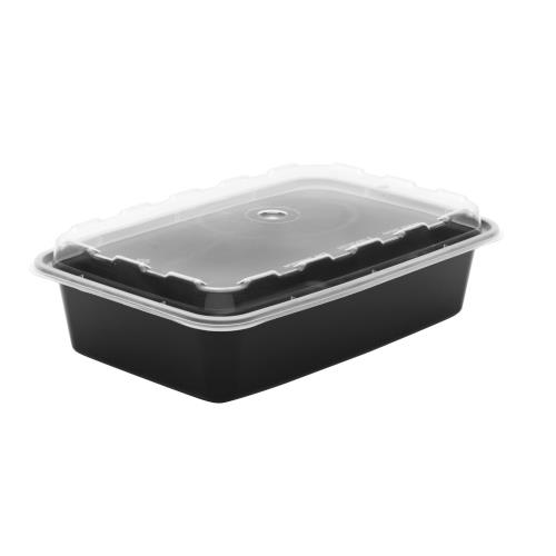 CR-927B RECT FOOD CONTR COMBO 28-OZ 8.1X5.45X1.55 BLK/CLEAR