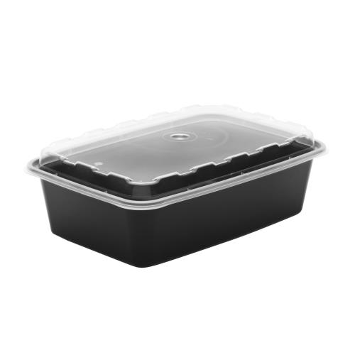 CR-937B CONT/LID 38-OZ BLACK RECTANGLE 8.1X5.45X2.15