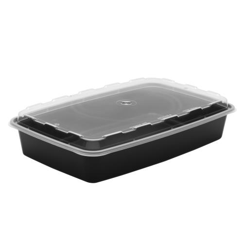 MICROWAVABLE CONT 48 OZ NON-VENTED BLK BASE/CLR LID