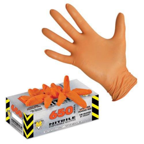 Workhorse 650 Series Powder Free Nitrile Gloves, Orange, Extra Large, 1/CS/1000