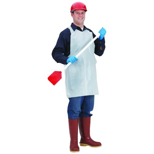 Wh Apron PE 1.5-MIL 28X55 White Bulk PK Smooth Finsh