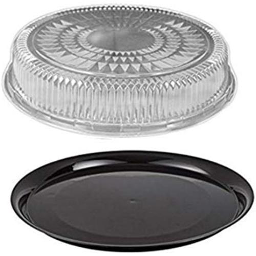 RND CATER TRAY COMBO PS/PET 12" BLACK/CLR
