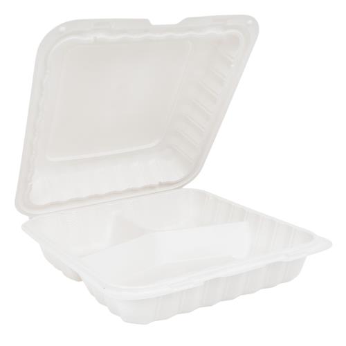 Hinged Cntr Mfpp 9X9 3 Compartment White