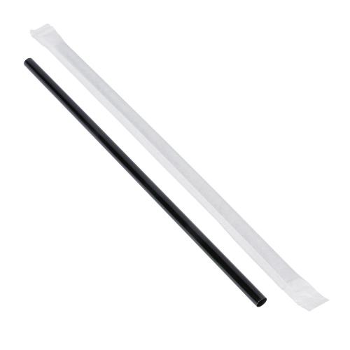 JUMBO STRAW BLACK__ 7.75IN BOXED PAPER WRAPPED____