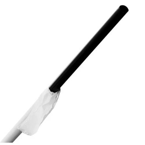 Giant Straw Black_ 10.25IN Paper Wrapped