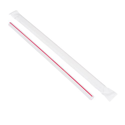 Giant Straw White/Red 7.75IN Boxed Paper Wrapped