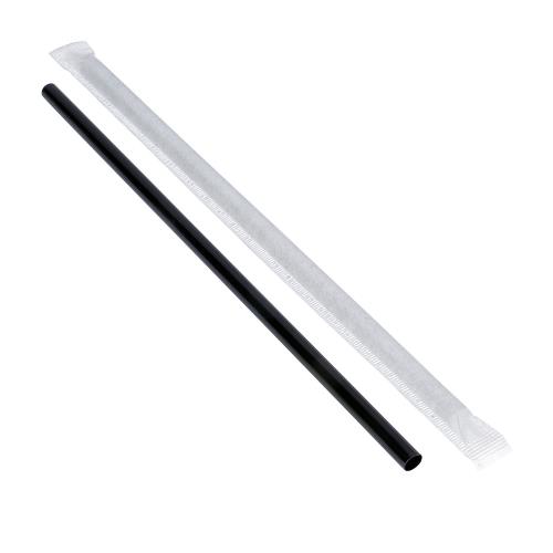 Giant Straw Black 9IN Bagged Paper Wrapped