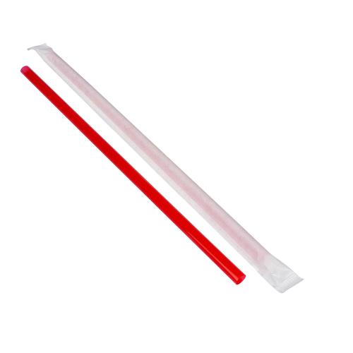 Giant Straw Red 9IN Bagged Paper Wrapped